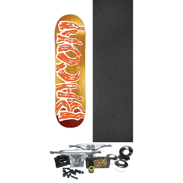 Bacon Skateboards Logo Assorted Stains Skateboard Deck - 8.5" x 32" - Complete Skateboard Bundle